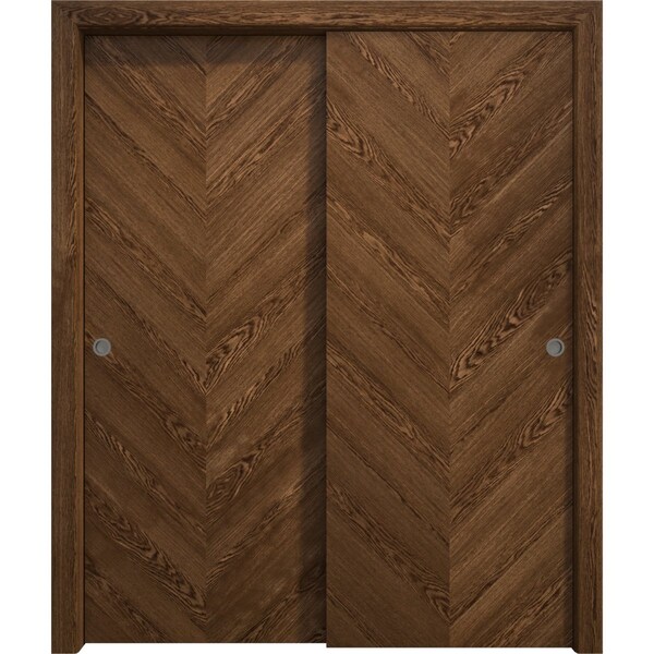Sartodoors Sliding Closet Bypass Doors 36 x 80 inches, Ego 5005 Cognac Oak Veneer, Rails Hardware Set, Wood EGO5005DBD-DKO-36 - main