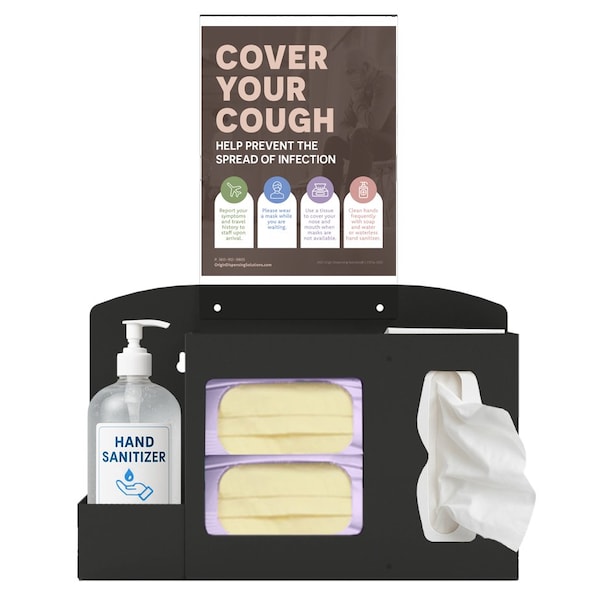 Origin Dispensing Solutions Hygiene Station Bundle-Gel Bottle-Steel-Black HS10S04BK - main