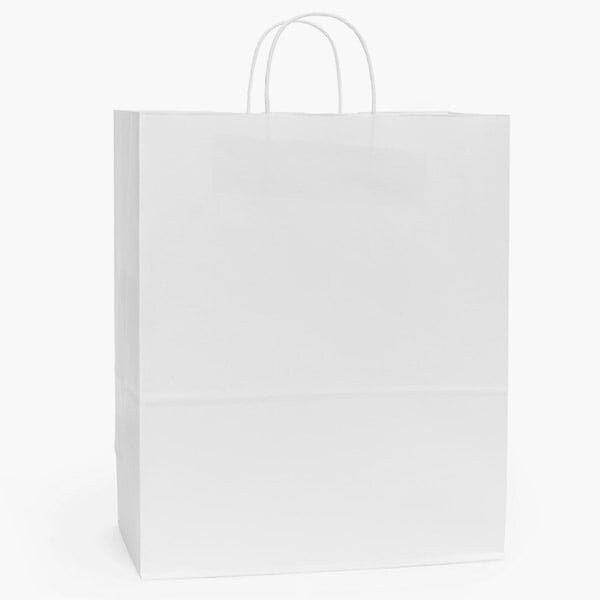 Nashville Wraps White Kraft Paper Shopping Bags, Medium 13x6x16in, 25PK MP2WH - main