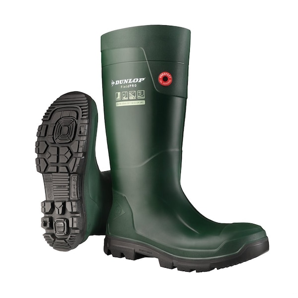 Dunlop Rubber Boot, 13D, Knee, Black; Green, PR EG62E33.47 - main