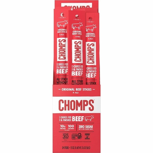 Chomps Original Beef Snack Sticks, Gluten-free, Original Beef Jerky, 1.15 oz, 24PK CO24 - main