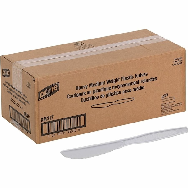Dixie Plastic Cutlery, Heavy Mediumweight Knife, White, 1000PK KM217 - main
