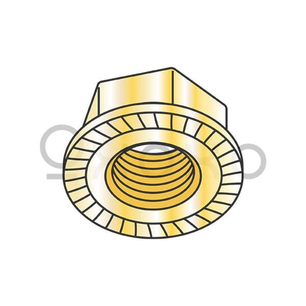 Oxoxo 1/4-20 Serrated Flange Hex Lock Nuts Case Hardened HR15N 78/90 Zinc Yellow and Bake, 2000PK 414319 - main