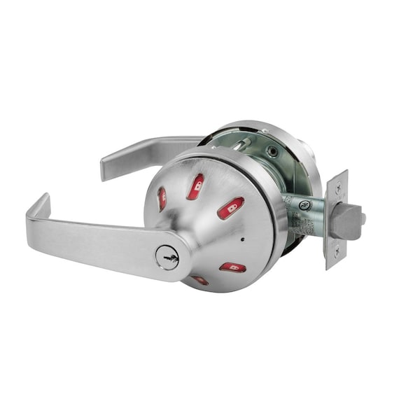 Sargent Grade 1 Bathroom Cylindrical Lock, Non-Keyed, L Lever, VSL Rose, Indicator Both Sides with Green/Re V33-10XU65 VSLL 26D - main