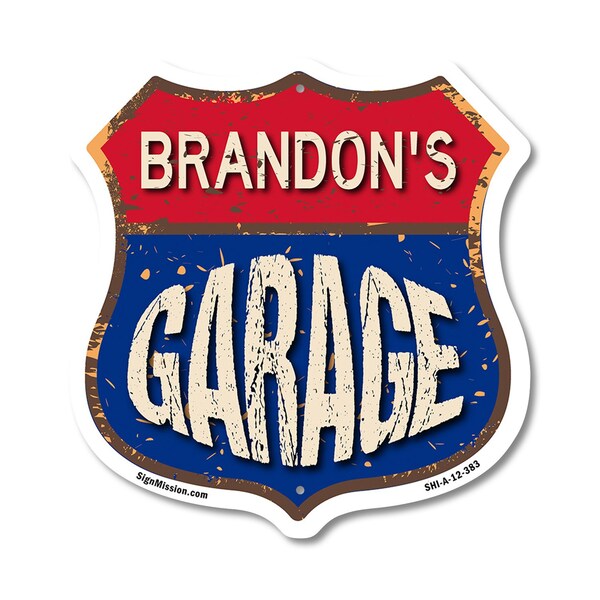 Signmission Brandon's Garage, 12 Inch X 12 Inch, Aluminum Metal Sign SHI-A-12-383-BRANDON - main