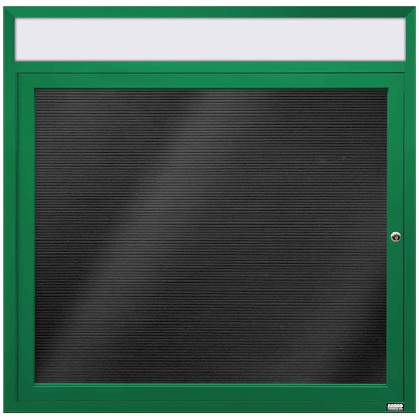 Aarco Enclosed Letter Board Directory w/ Powder Coated Green Aluminum Frame and Header, 36''Hx36''W, 1 Door ADC3636HG - main