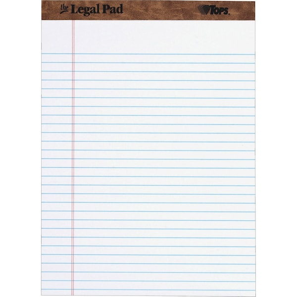 Tops Legal Notepad , Wide/Legal Rule 8.5 x 11.75 Sheet Size, 50 Sheets, White, PK12 TOP7533 - main