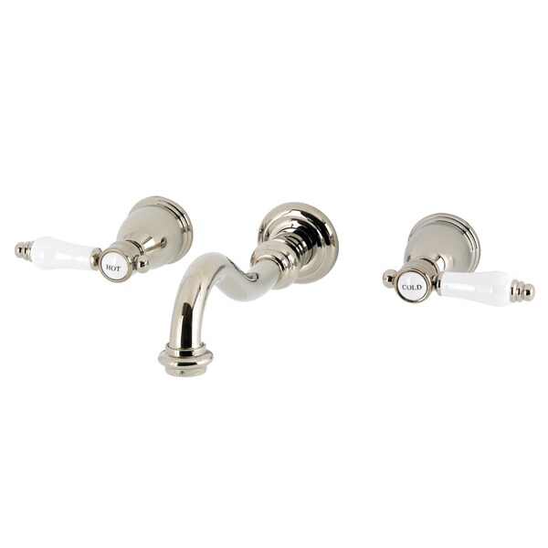 Kingston Brass Double-Handle Wall Mount Bathroom Faucet, Polished Nickel KS3126BPL - main
