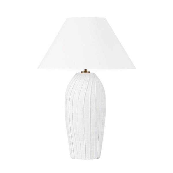 Troy Lighting Deacon 1 Light Table Lamp 21.5 In. Patina Brass/Ceramic Loft White PTL2231-PBR/CLW - main