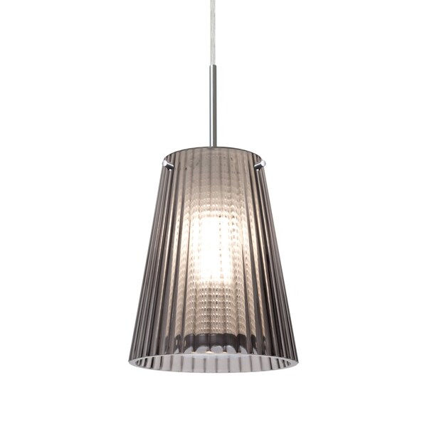Besa Lighting Besa Dion Pendant, Smoke, Satin Nickel Finish, 1x 9W LED 1JT-DIONSM-LED-SN - main