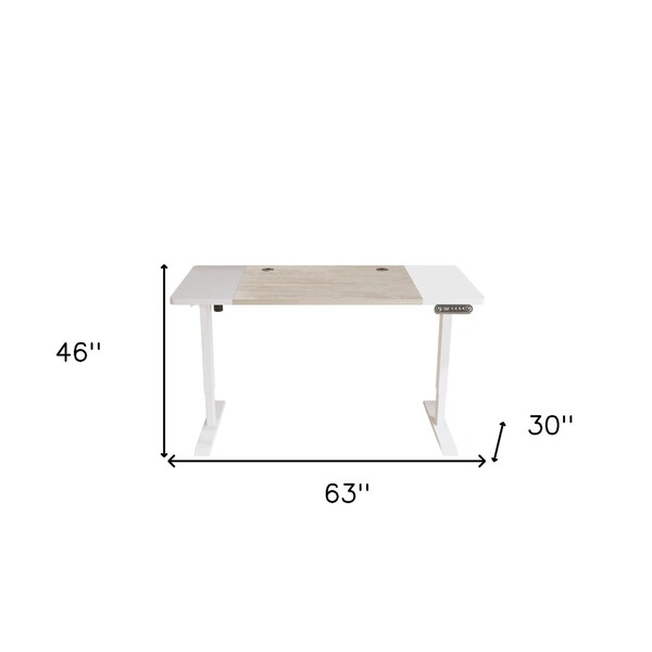 Homeroots Adjustable Natural and White Wood and Stainless Steel Rolling Computer Desk 528672 - main