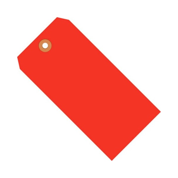 Box Packaging Shipping Tags, #2, 3-1/4"L x 1-5/8"W, Fluorescent Red, 1000/Pack G12021C - main