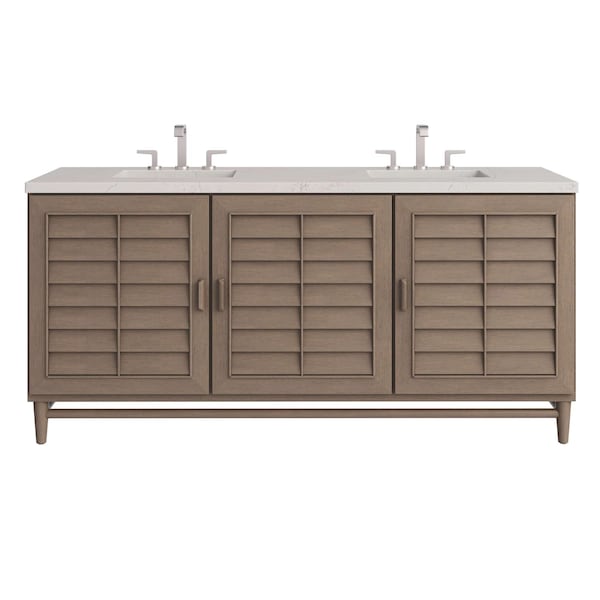 James Martin Vanities Portland 72" Double Vanity, Whitewashed Walnut, w/ 3 CM Siberian Silestone Top 620-V72-WW-3SFR - main