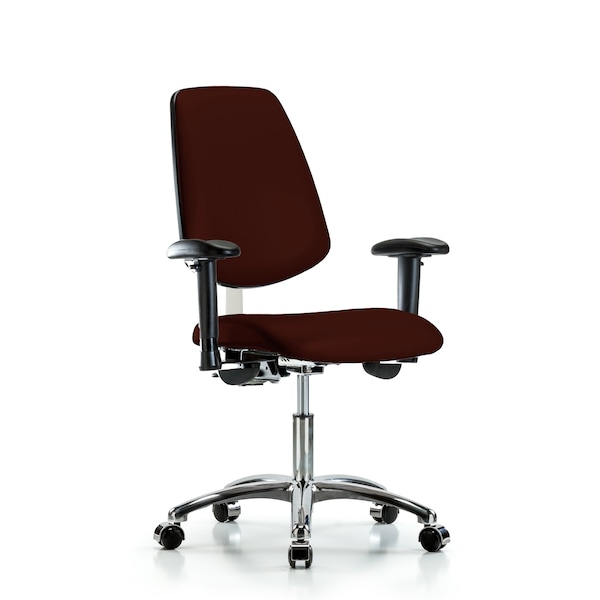 Blue Ridge Ergonomics Clean Room Chair Vin Desk Chair, Med, Bk, Cast, Burg, CL100, Adjustable Arms, 18" to 23" Height, Vinyl BR-NCR-VDHCH-MB-CR-T1-A1-CC-8569 - main