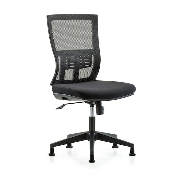 Blue Ridge Ergonomics Desk Chair Modern Mesh Chair, C1, Glides, No Arms, 18-1/2" to 21-1/2" Height, Mesh, Black BR-MOD-MDHCH-RG-C1-A0-RG - main