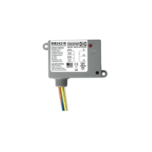 Functional Devices-Rib Enclosed Pre-Wired Relay, 20A at 277VAC, SPDT RIB2421B - main