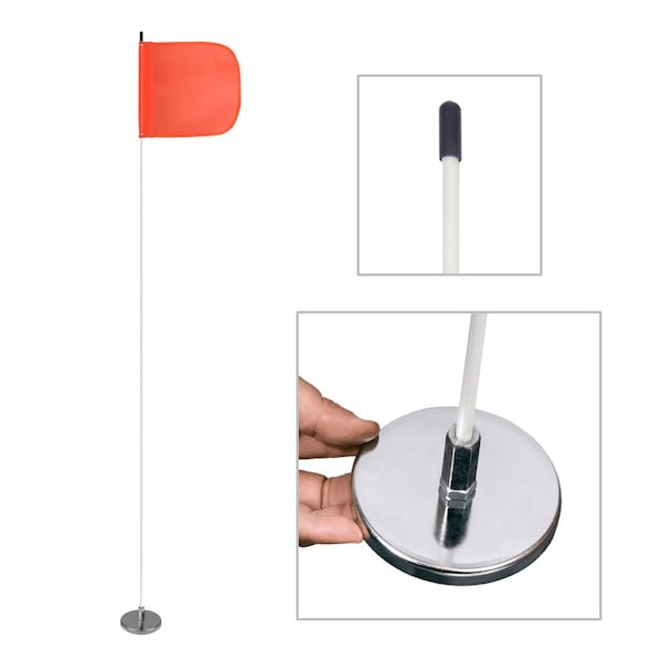 Safetywhips Warning Whip Light Duty Whip with Flag, White Whip, Orange Flag, Fiberglass Whip, Nylon Flag LWM07-M - main