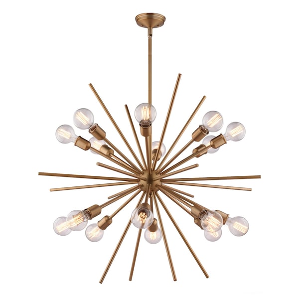 Vaxcel Estelle 16-Light 36 in W Brass Gold Mid-Century Modern Sputnik Pendant Ceiling Fixture P0344R - main