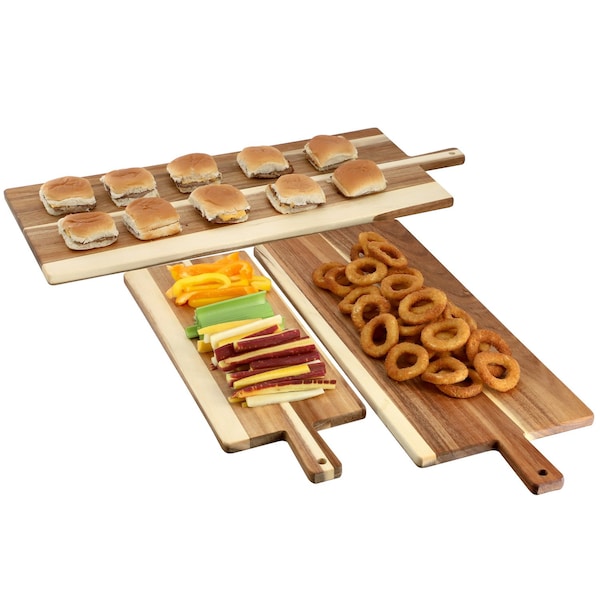 Megachef 3 Piece Acacia Wood Charcuterie Cheese Board Set with Handles 750122134M - main