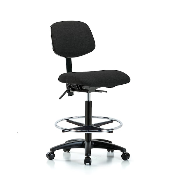 Blue Ridge Ergonomics Chair, Fabric, Hi Bench, CF Casters, Blk, No Arms, 26" to 35-1/2" Height, Black BR-FHBCH-RG-T0-A0-CF-RC-F42 - main