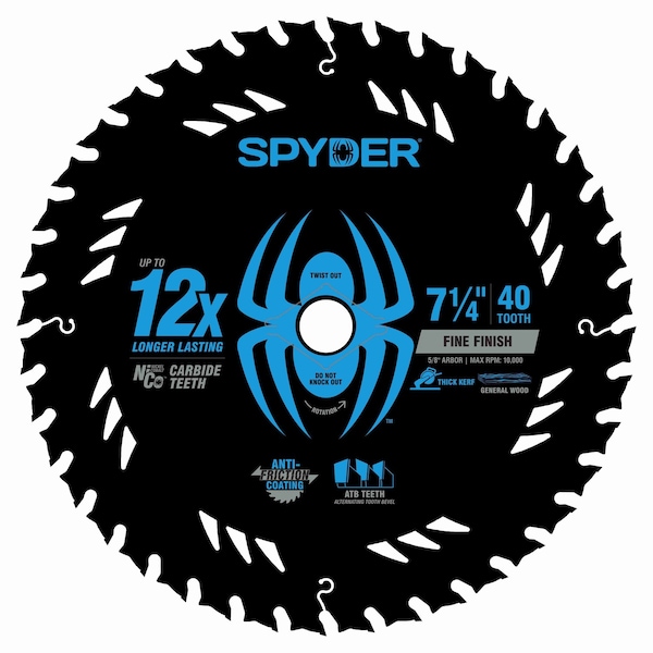 Spyder 7-1/4-Inch 40-Tooth Thick Kerf Fine Finish Saw Blade for Wood 13110 - main