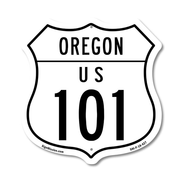 Signmission Oregon Route Marker Shield Sign Us 101, 18 Inch X 18 Inch, Plastic Sign SHI-P-18-427 - main