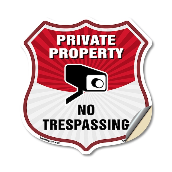 Signmission Private Property Shield Sign No Trespass, 12 Inch X 12 Inch, Vinyl Decal SHI-D-12-448 - main