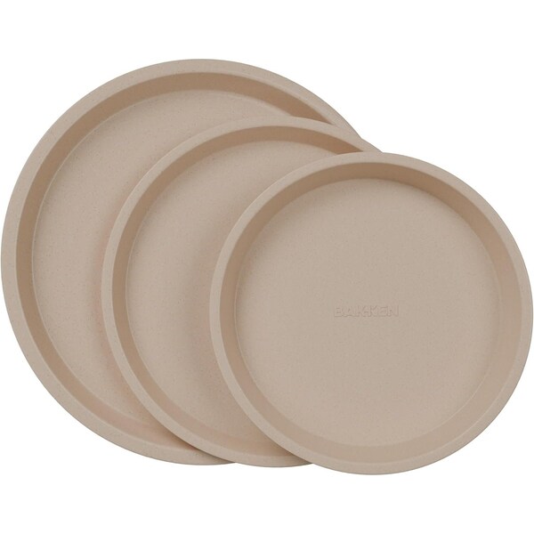 Bakken- Swiss White Marble Nonstick Pizza Pan Set of 3, Carbon Steel, Oven Safe, Dishwasher Safe, Easy Cleanup BKPIZA3MRWHT - main