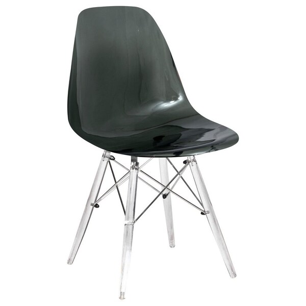 Leisuremod Dover Dining Side Chair with Acrylic Legs, Transparent Black EPC19TBL - main