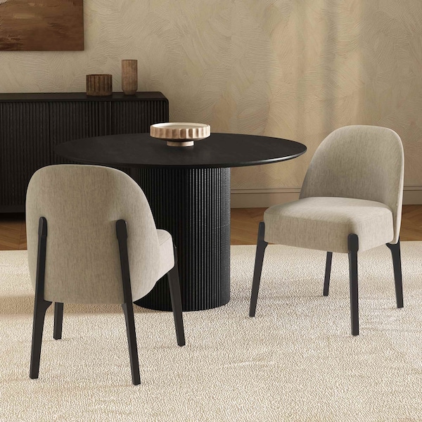 Manhattan Comfort Oslo Chenille Wood Side Chair in Taupe - Set of 2 DC1542-1 - main