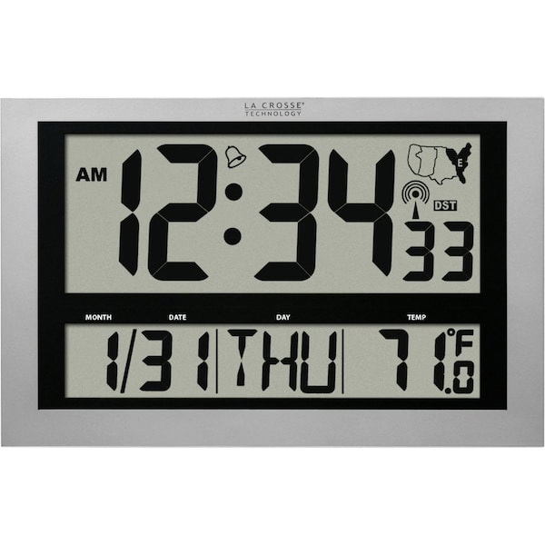 Zoro Select Atomic Dgtl Wall Clock, Jumbo LCD Display 513-1211 - main