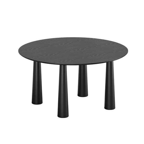 Homeroots 59" Black Solid Wood Round Top Dining Table 720690 - main