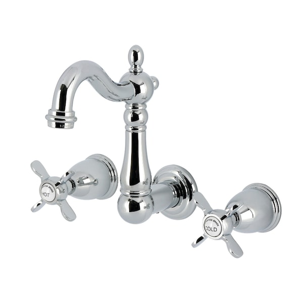 Kingston Brass Double-Handle Wall Mount Bathroom Faucet, Polished Chrome KS1221BEX - main