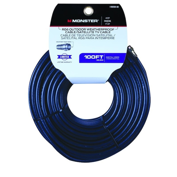 Monster Cable Just Hook it Up 100 ft. Weatherproof Video Coaxial Cable 140038-00 - main
