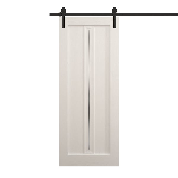 Sartodoors Modern Barn Door 36 x 96 inches, Ego 5014 Painted White Oak, 6.6FT Rail Track Heavy Hardware Set , EGO5014BD-B-PWO-3696 - main