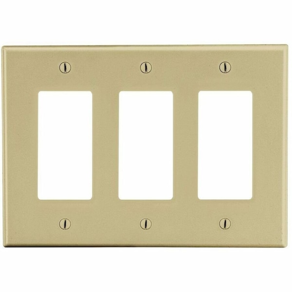 Hubbell Wiring Device-Kellems Rocker Wall Plate, Number of Gangs: 3 Plastic, Satin Finish, Ivory P263I - main