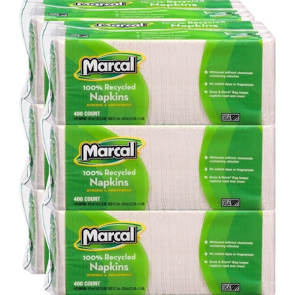 Marcal NAPKINS, LUNCHEON, 1-PLY, WE, 400PK 6506 - main