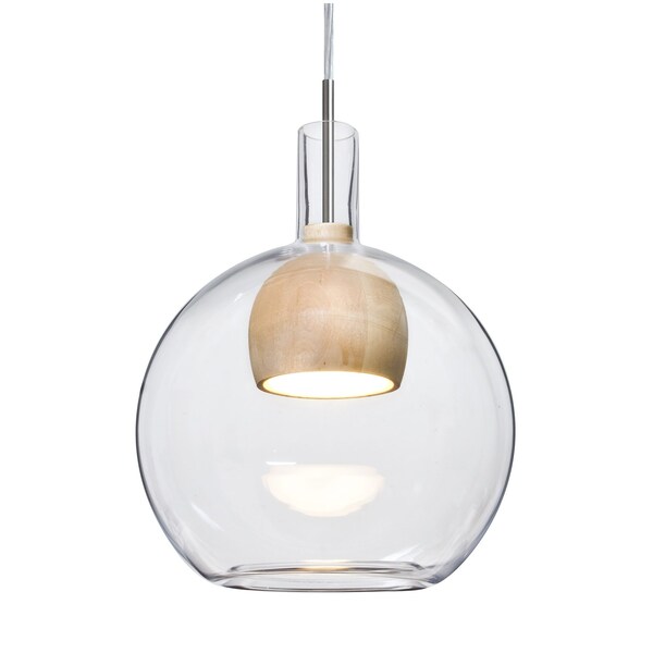 Besa Lighting Benji Cord Pendant, Clear/Natural, Satin Nickel Finish, 1x9W LED 1JT-BENJICLNA-LED-SN - main