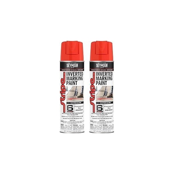 Seymour Midwest Stripe 6-Series Inverted Ground Marking Paint, Fluorescent Red net 17oz., 2PK 20654-2 - main