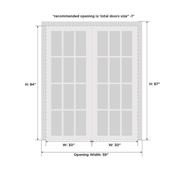 Sartodoors Closet Bypass Interior Door, 60" x 84", White QUADRO4117DBD-WS-6084 - main