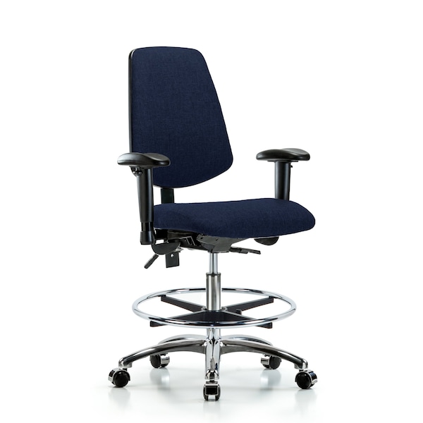 Blue Ridge Ergonomics Fab Med Bench Chair, Bk, CF, Cast, Navy, 6-Way Adjustable, 22" to 29" Height, Dark Blue BR-FMBCH-MB-CR-T1-A1-CF-CC-F45 - main