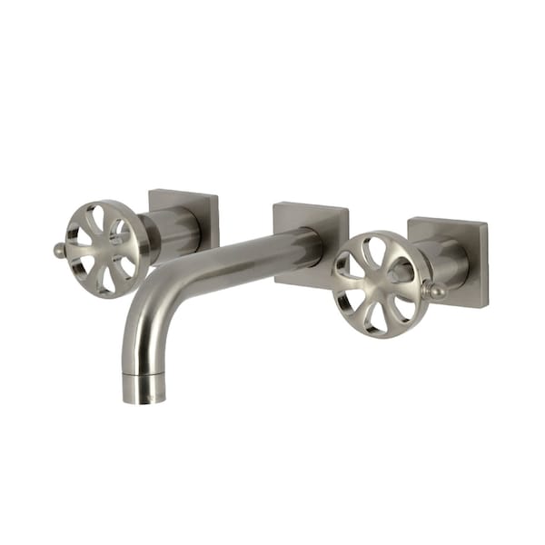 Kingston Brass Double-Handle Wall Mount Bathroom Faucet, Brushed Nickel KS6128RX - main