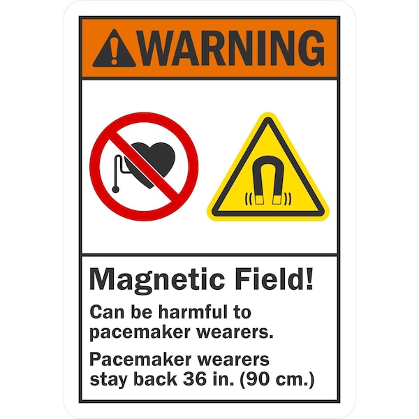 Lyle Magnetic Field! Can Be Harmful To Pacemaker Wearers, , 7x10, Engineer Grade, White G-17010-ED_7x10 - main
