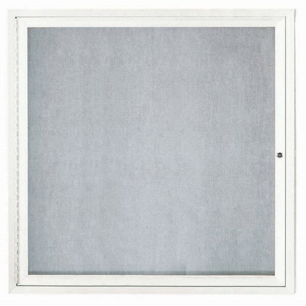 Aarco Outdoor Enclosed Bulletin Board w/ Al Frame, Powder Coated White, 36''Hx36''W ODCC3636RW - main
