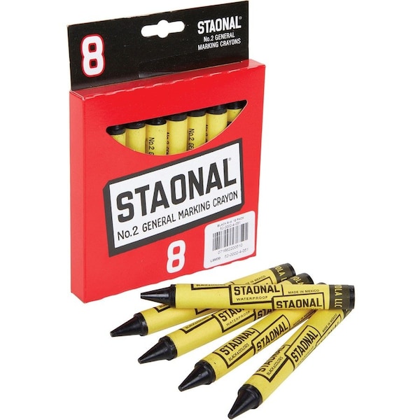 Crayola No 2 Staonal Marking Wax Crayons, Black, 8PK CYO5200023051 - main