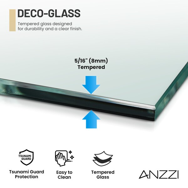 Anzzi Ember Series 74x 34in Framed Arch Fixed Shower Screen Door, Brushed Nickel, 8mm Tempered Fluted Glass SD-AZ18-01BN-FL - main