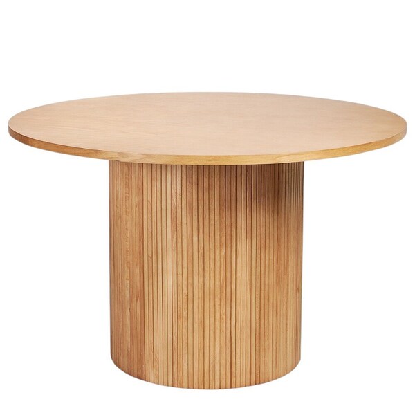 Homeroots 47" Natural Wood Pedestal Base Round Top Dining Table 633114 - main