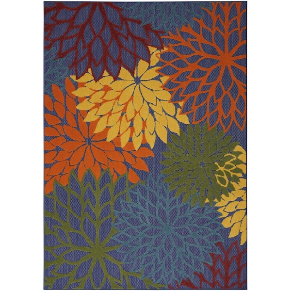 Homeroots 4' X 6' Blue Yellow and Green Indoor Outdoor Area Rug 527603 - main