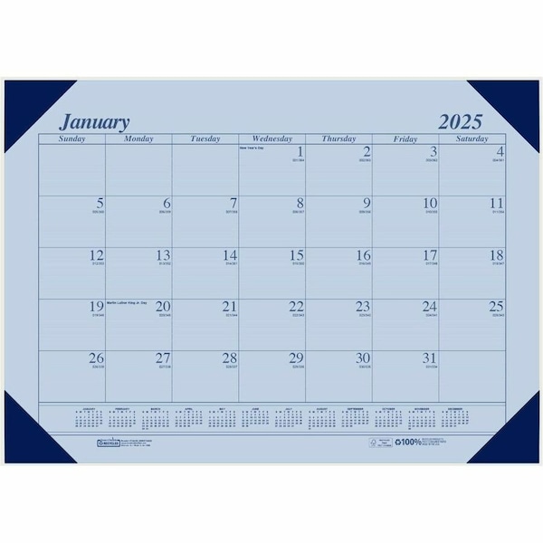 House Of Doolittle EcoTones Recycled Monthly Desk Pad Calendar, 22 x 17, Cordovan Corners, 12-Month (Jan to Dec): 2025 HOD12473 - main