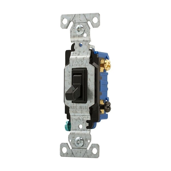 Eaton Wiring Devices Switch, 15 A, 120 V, Screw Terminal, Polycarbonate Housing Material, Black 1303-7BK - main
